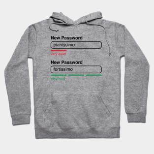 Music Password Pianissimo Fortissimo (Black Text) Hoodie